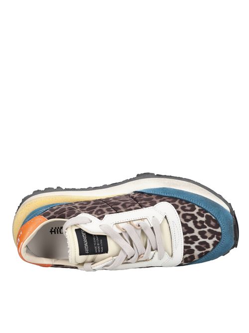 Sneakers in pelle e tessuto HIDNANDER | TENKEI HC1WS400 435MARRONE-CELESTE-ARANCIO-LEOP.